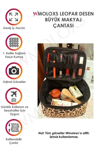 Leopard Cosmetic Makeup Bag Organizer Travel Type 2 Compartment Large Transparent Makeup Organizer-Leopard - MODAZONE (1)