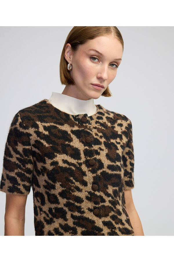 Leopard Jacquard Cardigan - 1