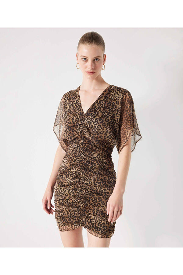 Leopard naqshli burmali ko'ylak - 5