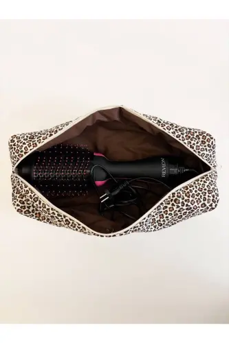 Leopard naqshli soch kıvırcık ütük düzleştirgich sumkası Airwrap Airstrait uchun mos katta sayohat sumkası-Leopard naqsh - 4