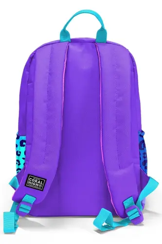 Leopard Print 3-Piece SET School Backpack-PURPLE - 5