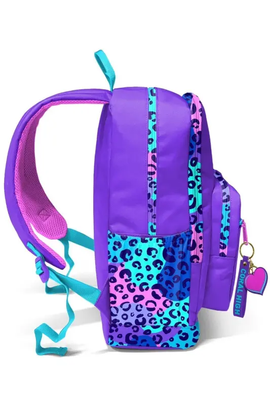 Leopard Print 3-Piece SET School Backpack-PURPLE - 6
