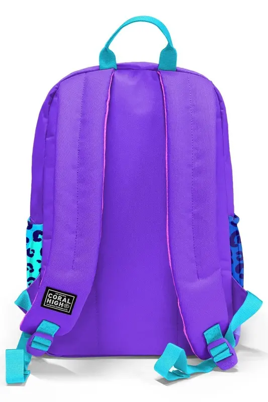 Leopard Print 3-Piece SET School Backpack-PURPLE - 6