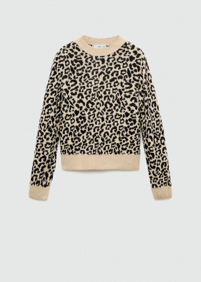 Leopard print, contrast sweater - Beige - 9