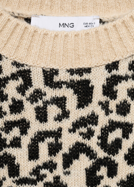 Leopard print, contrast sweater - Beige - 13