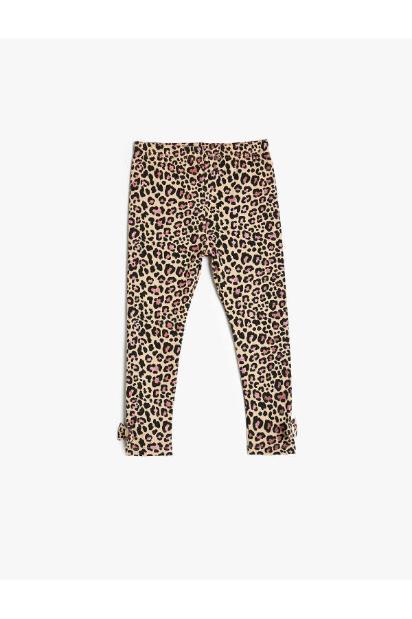 Leopard print cotton leggings with a bow detail - 1