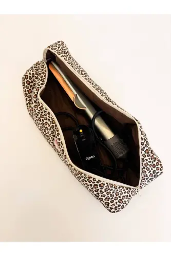 Leopard Print Curling Iron Straightener Bag Compatible with Airwrap Airstrait Large Travel Case - Leopard Print - 5