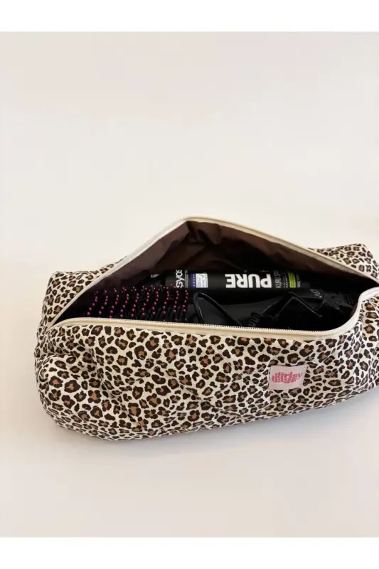 Leopard Print Curling Iron Straightener Bag Compatible with Airwrap Airstrait Large Travel Case - Leopard Print - 7