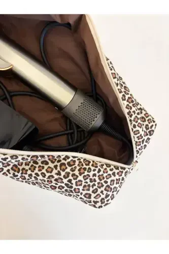 Leopard Print Curling Iron Straightener Bag Compatible with Airwrap Airstrait Large Travel Case - Leopard Print - 3