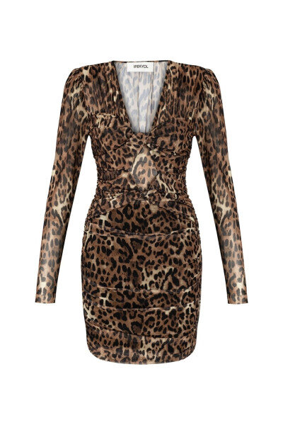 Leopard Print Draped Dress - 6