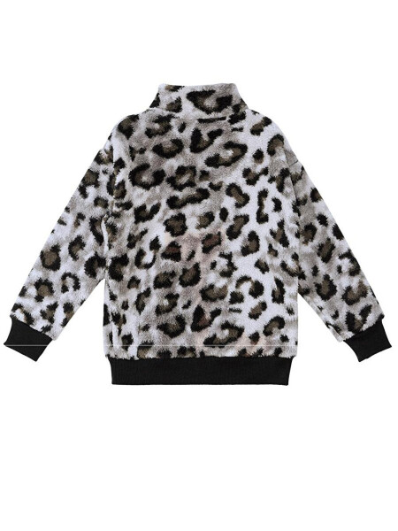 Leopard Print Girls Plush Sweatshirt - 9