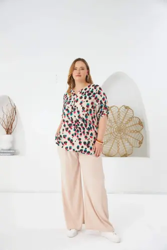 Leopard Print Plus Size Blouse Fuchsia - 3