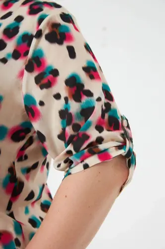 Leopard Print Plus Size Blouse Fuchsia - 5