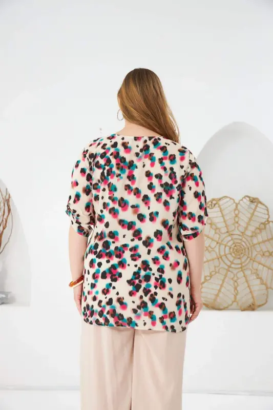 Leopard Print Plus Size Blouse Fuchsia - 6
