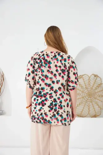 Leopard Print Plus Size Blouse Fuchsia - 6
