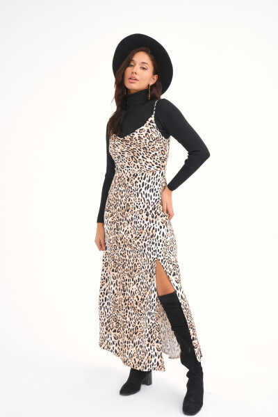 Leopard Print Satin Dress - Leopard - 4