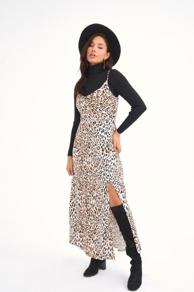 Leopard Print Satin Dress - Leopard - 12