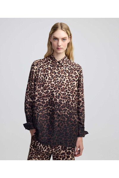 Leopard print shirt with gradient color transition - İPEKYOL