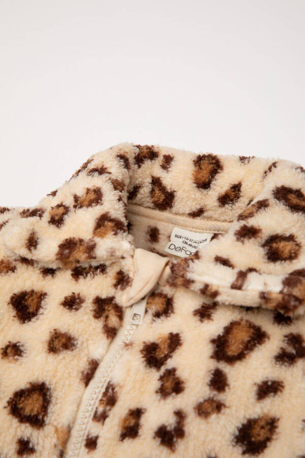 Leopard print, zippered, plush Welsoft cardigan. For baby girl. - 2