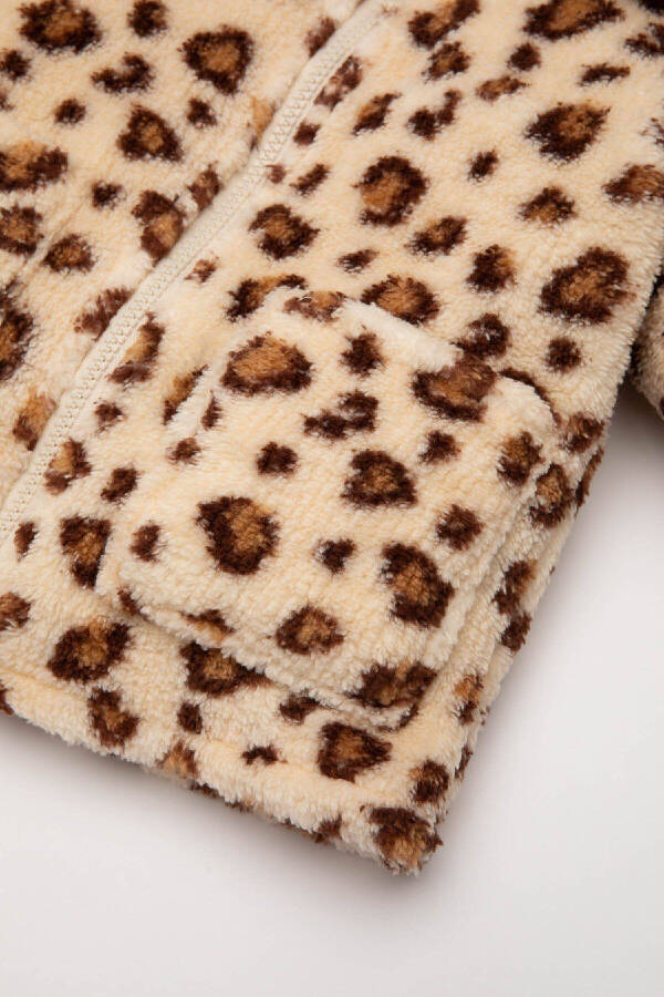 Leopard print, zippered, plush Welsoft cardigan. For baby girl. - 3