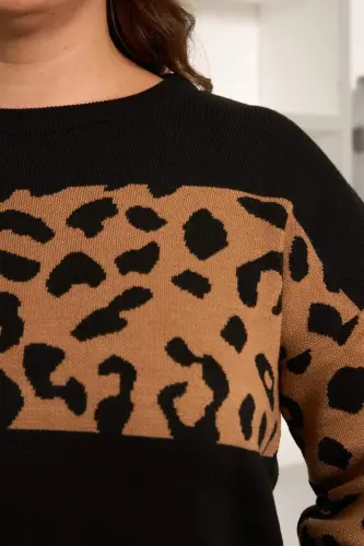 Leopard Trim Plus Size Set Black - 4