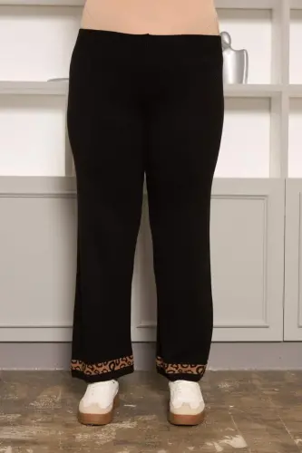 Leopard Trim Plus Size Set Black - 7