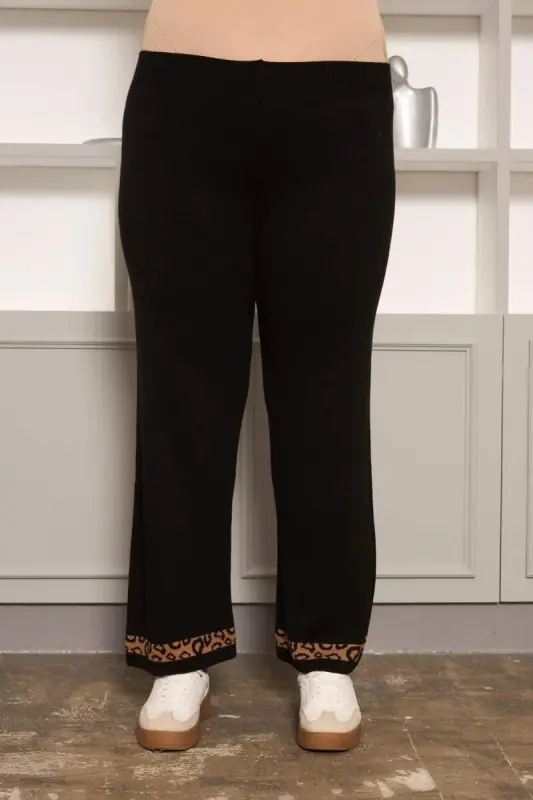 Leopard Trim Plus Size Set Black - 7