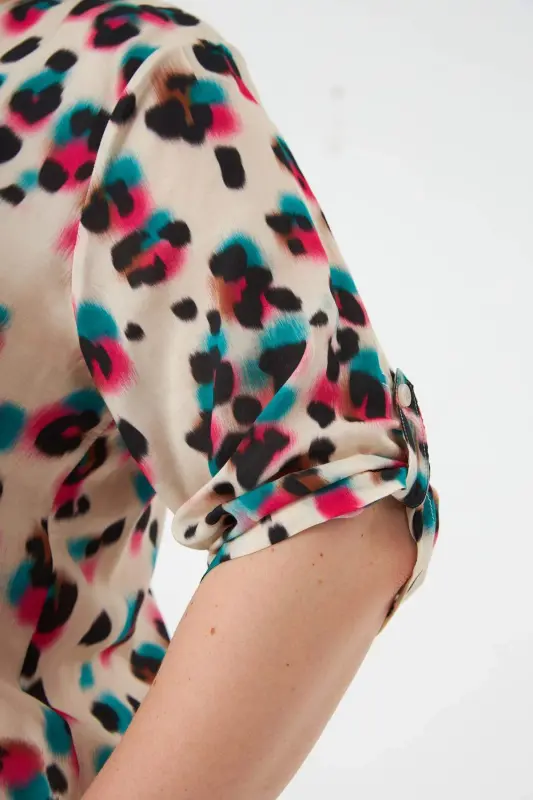 Леопардовая Блузка Большого Размера Фуксия - 5