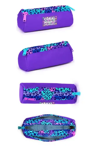 Леопардовый 3'lü SET Школьный Рюкзак-ФИОЛЕТОВЫЙ - 7