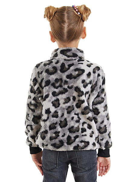 Leoparlı Kız Çocuk Peluş Sweatshirt - 7