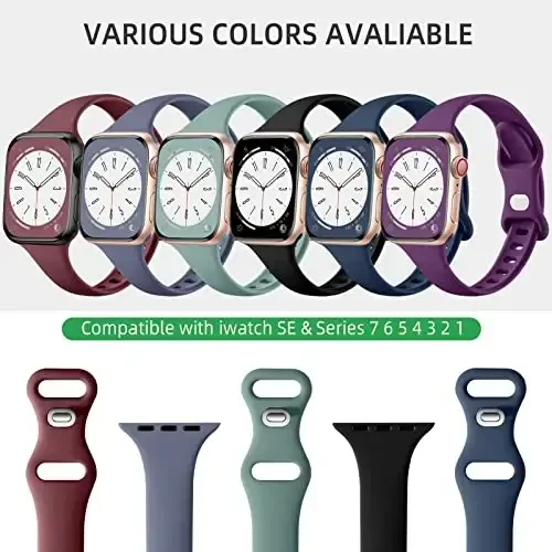 Lerobo 6 Pack Apple Watch Band 38mm 40mm 44mm 42mm 41mm 45mm 46mm 49mm ayollar erkaklar uchun mos keladi, iWatch Apple Watch Series 11 10 9 8 7 6 5 4 3 SE 3 2 1 Ultra 3 2 uchun nozik yumshoq almashtirish sport tasmasi - 2