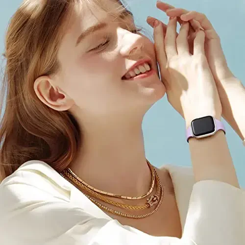 Lerobo 6 pack Slim Silicone Bands Compatible for Apple Watch Band 44mm 45mm 42mm 38mm 40mm 41mm, Slim Thin Narrow Replacement Sport Strap Wristband for iWatch Series 8/7/6/5/4/3/2/1 SE Ultra Women Men - 5