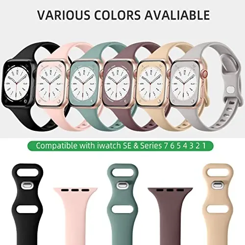 Lerobo 6 Pack Compatible for Apple Watch Band 44mm 42mm 45mm 49mm Women Men,Soft Narrow Sport Strap Thin Band for Apple Watch Series 7 Band 45mm Replacement iWatch Series 8 6 5 4 3 2 1 SE Ultra - 2