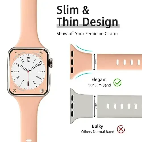 Lerobo 6 pack Thin Bands Silicone Compatible for Apple Watch Band 42mm 44mm 45mm 38mm 40mm 41mm 46mm 49mm, Slim Narrow Sport Strap Replacement for iWatch Series 10/9/8/7/6/5/4/3/2/1 SE Ultra Women Men - 1