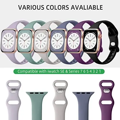 Lerobo 6 Pack Silicone Sport Watch Bands Compatible with Apple Watch Series 7 8 SE 6 5 4 3 2 1 - 3
