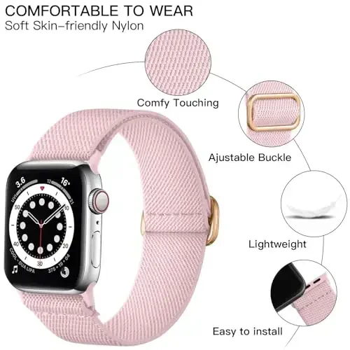 Lerobo Apple Watch Series 11 10 9 8 7 46mm 45mm 41mm Ultra SE 3 2 1 49mm Series 6 5 4 3 44mm 40mm 38mm 42mm erkaklar iWatch tasmalar ayollar cho'ziluvchan neylon yakkalik halqa sport bilaguzuk bilan mos keladigan o'ralgan tasma - 11