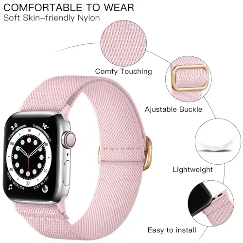 Lerobo Apple Watch Series 11 10 9 8 7 46mm 45mm 41mm Ultra SE 3 2 1 49mm Series 6 5 4 3 44mm 40mm 38mm 42mm erkaklar iWatch tasmalar ayollar cho'ziluvchan neylon yakkalik halqa sport bilaguzuk bilan mos keladigan o'ralgan tasma - LEROBO (1)