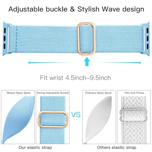 Lerobo Braided Band Apple Watch Series 11 10 9 8 7 46mm 45mm 41mm Ultra SE 3 2 1 49mm Series 6 5 4 3 44mm 40mm 38mm 42mm Men iWatch Bands Women Stretchy Nylon Solo Loop Sport Strap bilan mos keladi - 3