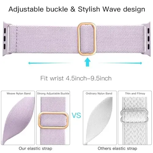 Lerobo Braided Band Compatible with Apple Watch Series 11 10 9 8 7 46mm 45mm 41mm Ultra SE 3 2 1 49mm Series 6 5 4 3 44mm 40mm 38mm 42mm Men iWatch Bands Women Stretchy Nylon Solo Loop Sport Strap - 3