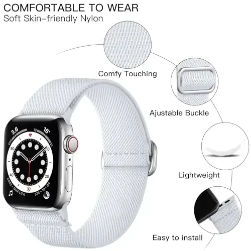 Lerobo Braided Band Apple Watch Series 11 10 9 8 7 46mm 45mm 41mm Ultra SE 3 2 1 49mm Series 6 5 4 3 44mm 40mm 38mm 42mm Men iWatch Bands Women Stretchy Nylon Solo Loop Sport Strap bilan mos keladi - 2