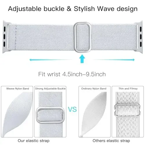 Lerobo Braided Band Apple Watch Series 11 10 9 8 7 46mm 45mm 41mm Ultra SE 3 2 1 49mm Series 6 5 4 3 44mm 40mm 38mm 42mm Men iWatch Bands Women Stretchy Nylon Solo Loop Sport Strap bilan mos keladi - 10
