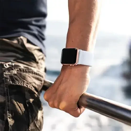 Lerobo Braided Band Apple Watch Series 11 10 9 8 7 46mm 45mm 41mm Ultra SE 3 2 1 49mm Series 6 5 4 3 44mm 40mm 38mm 42mm Men iWatch Bands Women Stretchy Nylon Solo Loop Sport Strap bilan mos keladi - 6