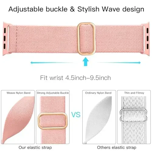Lerobo Braided Band Compatible with Apple Watch Series 11 10 9 8 7 46mm 45mm 41mm Ultra SE 3 2 1 49mm Series 6 5 4 3 44mm 40mm 38mm 42mm Men iWatch Bands Women Stretchy Nylon Solo Loop Sport Strap - 10