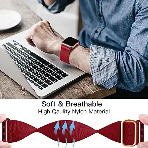 Lerobo Braided Band Compatible with Apple Watch Series 11 10 9 8 7 46mm 45mm 41mm Ultra SE 3 2 1 49mm Series 6 5 4 3 44mm 40mm 38mm 42mm Men iWatch Bands Women Stretchy Nylon Solo Loop Sport Strap - 4