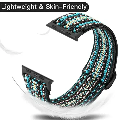 Lerobo Braided Band Apple Watch Series 11 10 9 8 7 46mm 45mm 41mm Ultra SE 3 2 1 49mm Series 6 5 4 3 44mm 40mm 38mm 42mm Men iWatch Bands Women Stretchy Nylon Solo Loop Sport Strap uchun mos keladi - 11