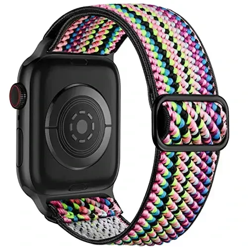 Lerobo Braided Band Compatible with Apple Watch Series 11 10 9 8 7 46mm 45mm 41mm Ultra SE 3 2 1 49mm Series 6 5 4 3 44mm 40mm 38mm 42mm Men iWatch Bands Women Stretchy Nylon Solo Loop Sport Strap - 1
