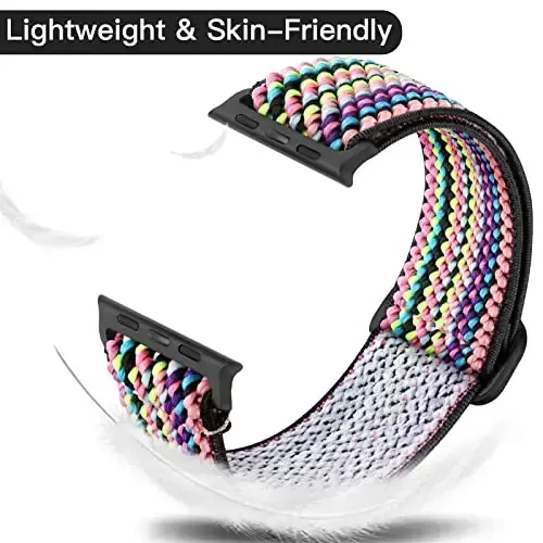 Lerobo Braided Band Compatible with Apple Watch Series 11 10 9 8 7 46mm 45mm 41mm Ultra SE 3 2 1 49mm Series 6 5 4 3 44mm 40mm 38mm 42mm Men iWatch Bands Women Stretchy Nylon Solo Loop Sport Strap - LEROBO (1)