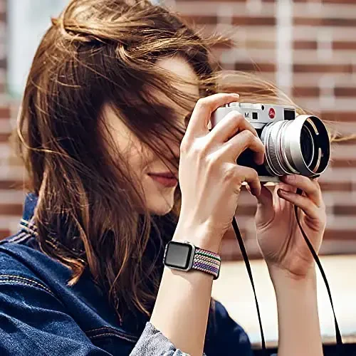 Lerobo Braided Band Compatible with Apple Watch Series 11 10 9 8 7 46mm 45mm 41mm Ultra SE 3 2 1 49mm Series 6 5 4 3 44mm 40mm 38mm 42mm Men iWatch Bands Women Stretchy Nylon Solo Loop Sport Strap - 5