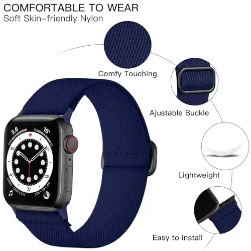 Lerobo Braided Band Compatible with Apple Watch Series 11 10 9 8 7 46mm 45mm 41mm Ultra SE 3 2 1 49mm Series 6 5 4 3 44mm 40mm 38mm 42mm Men iWatch Bands Women Stretchy Nylon Solo Loop Sport Strap - 2