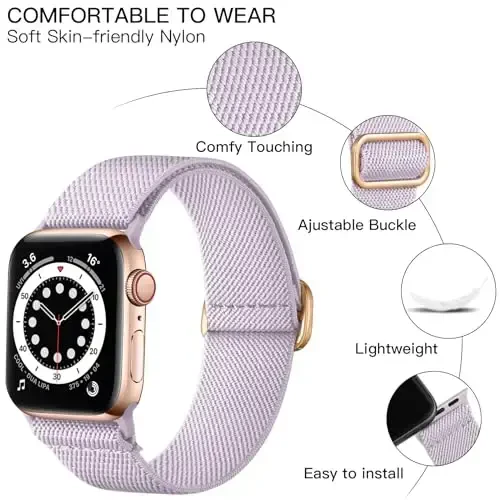 Lerobo Braided Band Compatible with Apple Watch Series 11 10 9 8 7 46mm 45mm 41mm Ultra SE 3 2 1 49mm Series 6 5 4 3 44mm 40mm 38mm 42mm Men iWatch Bands Women Stretchy Nylon Solo Loop Sport Strap - LEROBO (1)